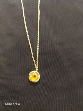 Macy's Real Gold Chain Necklace with Citrine Gemstone Pendant